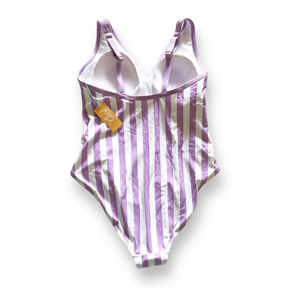 Kona Sol Purple Stripe One‑Piece Swimsuit 16W XXL - NWT - Picture 5 of 10